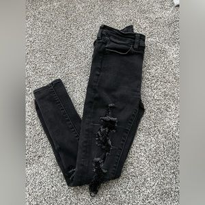 American Eagle Outfitters Black Ripped Denim Skinny Jeans